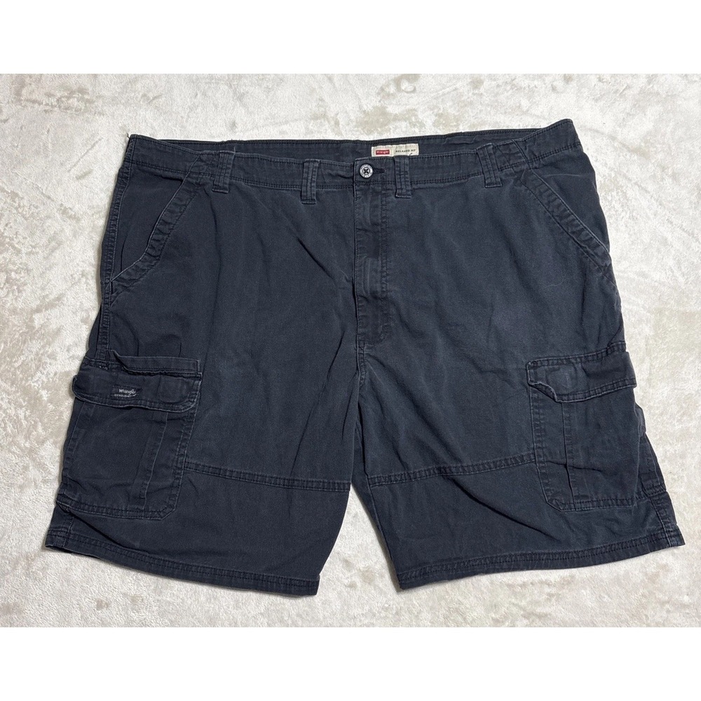 Wrangler Shorts Mens Size 46 Dark Blue Relaxed Fit Cargo Canvas Pockets 10"